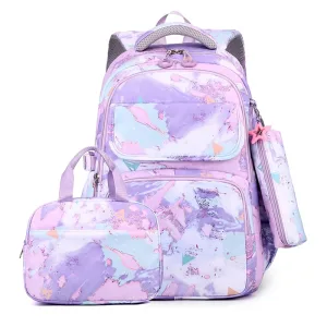 Sac À Dos École Enfant Fille - Effet Marbre